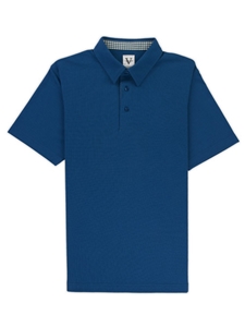 Blue Lightweight Pique Straight Collar Hampton Polo | Vastrm Polo Shirts | Sam's Tailoring Fine Men Clothing