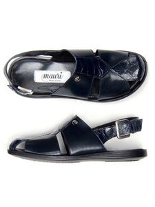 Blue Renzo Alligator & Calfskin Men's Sandal | Mauri Men's Sandals | Sam's Tailoring Fine Men's Shoes