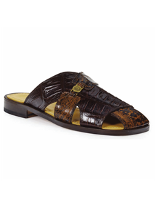 Gold Rust & Brown Barabino Crocodile & Shark Sandal | Mauri Men's Sandals | Sam's Tailoring Fine Men's Shoes
