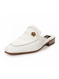 White Canova Alligator & Calfskin Slip On Sandal | Mauri Men's Sandals | Sam's Tailoring Fine Men's Shoes