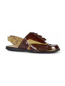 Gold & Yellow Pepper Lambro Hornback & Crocodile Sandal | Mauri Men's Sandals | Sam's Tailoring Fine Men's Shoes