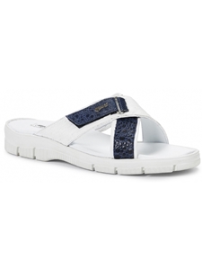 White/Wonder Blue Sesia Ostrich & Frog Sandal | Mauri Men's Sandals | Sam's Tailoring Fine Men's Shoes