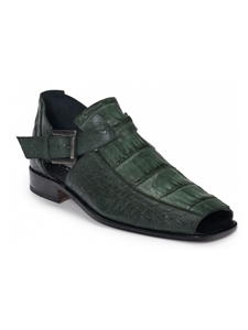 Hunter Green Olona Ostrich & Crocodile Sandal | Mauri Men's Sandals | Sam's Tailoring Fine Men's Shoes