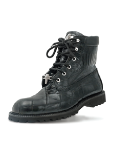 Black Commando Alligator & Ostrich Men Boot | Mauri Men's Boots | Sam's Tailoring Fine Men's Shoes