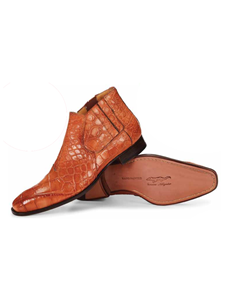 Cognac Alberti Alligator Leather Sole Men Boot | Mauri Men's Boots | Sam's Tailoring Fine Men's Shoes