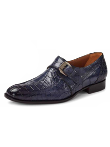 Charcoal Gray Manzoni Alligator Monk Strap Dress Shoe | Mauri Monk Strap Shoes | Sam's Tailoring Fine Men's Shoes