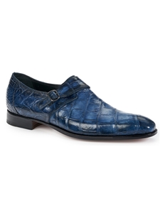 Caribbean Blue Alligator Monk Strap Men's Shoe | Mauri Monk Strap Shoes | Sam's Tailoring Fine Men's Shoes