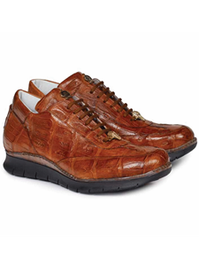 Cognac Borromini Crocodile Men's Sneaker | Mauri Men's Sneakers | Sam's Tailoring Fine Men's Shoes