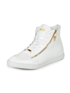 White Enrico Patent Leather & Crocodile Sneaker | Mauri Men's Sneakers | Sam's Tailoring Fine Men's Shoes