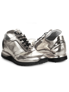 Silver Metal Crocodile & Calfskin Men's Sneaker | Mauri Men's Sneakers | Sam's Tailoring Fine Men's Shoes