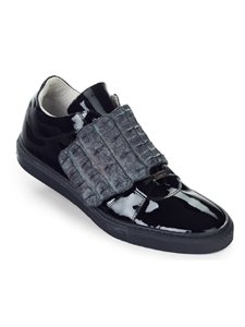 Black Patent Leather & Gray Hornback Sneaker | Mauri Men's Sneakers | Sam's Tailoring Fine Men's Shoes