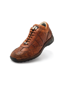 Cognac Swamp Crocodile Men's Sneaker | Mauri Men's Sneakers | Sam's Tailoring Fine Men's Shoes