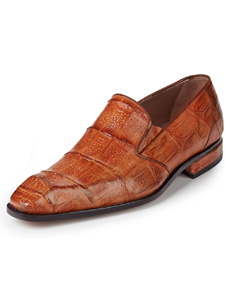 Cognac Amber Baby Hornback Crocodile Loafer | Mauri Men's Loafers | Fine Men's Clothing