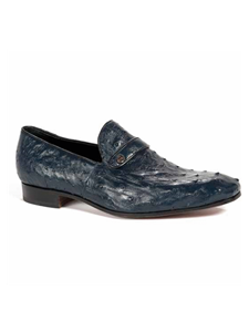 Wonder Blue Ostrich Quill Slip On Men's Loafer | Mauri Men's Loafers | Sam's Tailoring Fine Men's Clothing