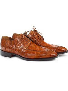 Cognac Alligator Apron Toe Men's Dress Shoe | Mauri Dress Shoes | Sam's Tailoring Fine Men's Shoes