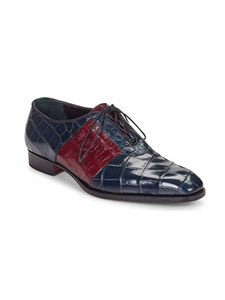 Blue/Ruby Red Giardini Alligator Men's Oxford | Mauri Dress Shoes | Sam's Tailoring Fine Men's Shoes