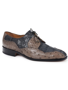 Gray/ Pepper Crocodile & Ostrich Men Dress Shoe | Mauri Dress Shoes | Sam's Tailoring Fine Men's Shoes