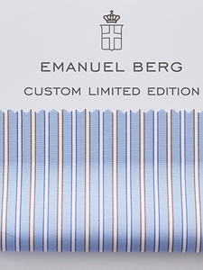 Blue, White & Brown Two Ply Limited Edition Custom Shirt | Emanuel Berg Custom Shirts | Sam's Tailoring Fine Men's Clothing