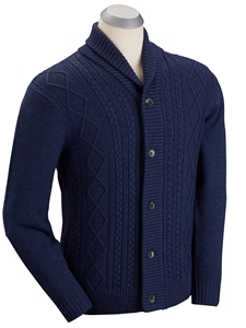 Summer Navy Fisherman Shawl Cardigan Sweater | Bobby Jones Sweater Collection | Sams Tailoring Fine Men's Clothing