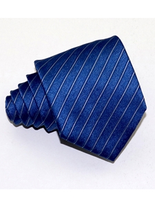 Polished Blue Extra thin Stripes Regimental Silk Tie | Italo Ferretti Ties Collection | Sam's Tailoring Fine Men's Clothing