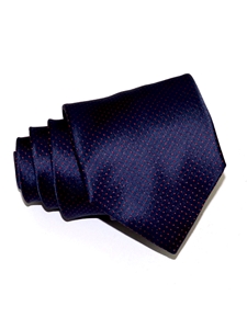 Navy With Red Micro Polka Dots Tailored Silk Tie | Italo Ferretti Ties Collection | Sam's Tailoring Fine Men's Clothing