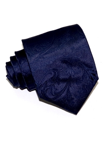 Navy Blue With Matching Pattern Tailored Woven Silk Tie | Italo Ferretti Ties Collection | Sam's Tailoring Fine Men's Clothing