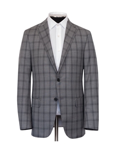 Grey Super 140's Wool Sharkskin Plaid Infinity Suit | Hickey Freeman Suits | Sam's Tailoring Fine Men Clothing