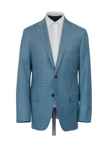Light Blue Check Rain System Men's Jacket | Hickey Freeman Sport Coat | Sam's Tailoring Fine Men Clothing