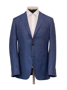 Denim Blue Textured Cross Ply Men's Jacket | Hickey Freeman Sport Coat | Sam's Tailoring Fine Men Clothing
