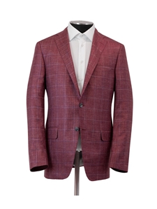 Berry Silk Cashmere Linen Windowpane Jacket | Hickey Freeman Sport Coat | Sam's Tailoring Fine Men Clothing