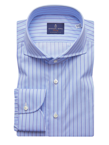 Sky Blue With Blue & White Stripe Men's Shirt | Casual Shirts Collection | Sam's Tailoring Fine Men's Clothing