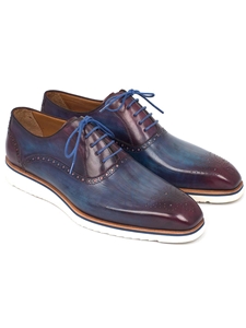 Blue & Purple Handmade Casual Oxford Shoe | Paul Parkman Causal Shoes | Sam's Tailoring Fine Men Clothing