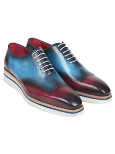 Purple & Blue Wingtip Men's Casual Oxford Shoe | Paul Parkman Causal Shoes | Sam's Tailoring Fine Men Clothing