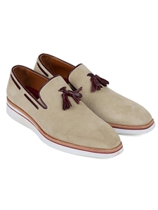 Beige Suede Men's Tassel Loafer Casual Shoe | Paul Parkman Causal Shoes | Sam's Tailoring Fine Men Clothing