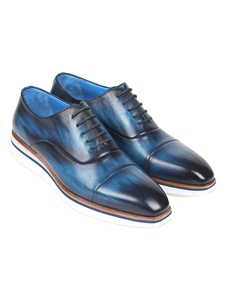Blue Leather Men's Smart Casual Oxford Shoe | Paul Parkman Causal Shoes | Sam's Tailoring Fine Men Clothing