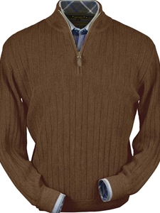 Khaki Heather Baby Alpaca Half-Zip Sweater  | Peru Unlimited Half Zip Mock | Sam's Tailoring Fine Men's Clothing