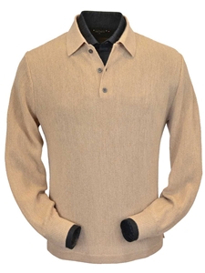 Beige Heather Baby Alpaca Straight Bottom Polo | Peru Unlimited Polo Shirt | Sam's Tailoring Fine Men's Clothing