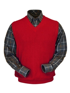 Rouge Red Baby Alpaca V-Neck Men's Vest | Peru Unlimited V-Neck Vests | Sam's Tailoring Fine Men's Clothing