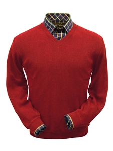 Rouge Red Baby Alpaca Men's V-Neck Sweater | Peru Unlimited V-Neck Sweaters | Sam's Tailoring Fine Men's Clothing