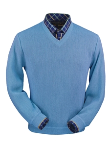 Coastal Heather Baby Alpaca V-Neck Sweater | Peru Unlimited V-Neck Sweaters | Sam's Tailoring Fine Men's Clothing