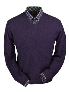 Plum Heather Baby Alpaca V-Neck Sweater | Peru Unlimited V-Neck Sweaters | Sam's Tailoring Fine Men's Clothing