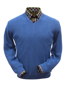 Royal Blue Baby Alpaca Men's V-Neck Sweater | Peru Unlimited V-Neck Sweaters | Sam's Tailoring Fine Men's Clothing