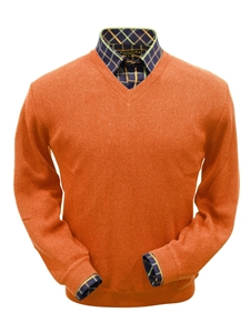 Orange Baby Alpaca Men's V-Neck Sweater | Peru Unlimited V-Neck Sweaters | Sam's Tailoring Fine Men's Clothing