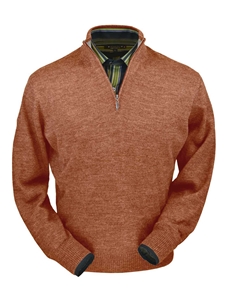 Soft Brick Heather Royal Alpaca Half-Zip Sweater | Peru Unlimited Half-Zip Mock | Sam's Tailoring Fine Men's Clothing