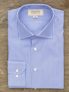Blue Stripe Carmel Fit Men's Dress Shirt | Hagen Dress Shirts | Sam's Tailoring Fine Men's Clothing