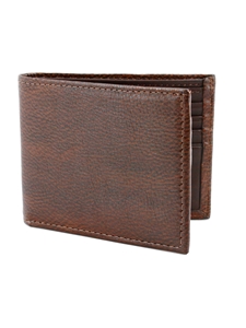 Brown Italian Glazed Milled Calfskin Leather Billford Wallet | Torino Leather Wallets | Sam's Tailoring Fine Men Clothing