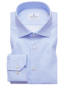 Sky Blue Geometric Print Mr Crown Men's Shirt | Emanuel Berg Shirts Collection | Sam's Tailoring Fine Men's Clothing