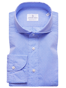 Sky Blue Enzyme Washed Harvard Men's Shirt | Emanuel Berg Shirt Collection | Sam's Tailoring Fine Men's Clothing