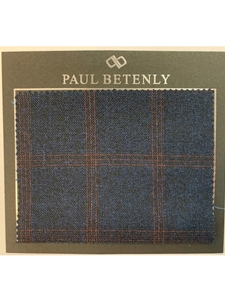 Navy With Fine Wine Check Custom Suit | Paul Betenly Custom Suit | Sam's Tailoring Fine Men's Clothing