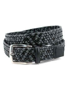 Black & Grey Italian Braided Leather & Linen Belt | Torino Leather Cool Causal Belts | Sam's Tailoring Fine Men Clothing